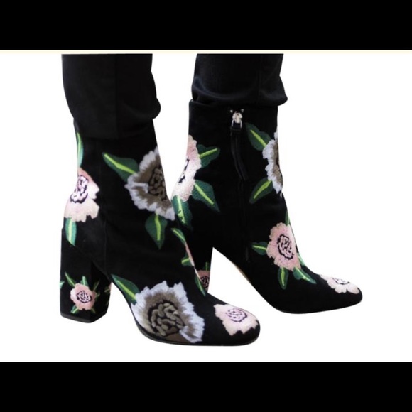 Rebecca Minkoff Shoes - Rebecca Minkoff Bryce Black Suede Embroidered Booties